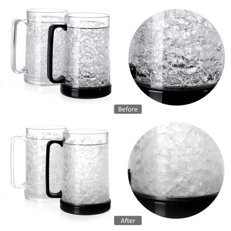 Easicozi Double Wall Gel Frosty Freezer Ice Mugs Clear Set of 4 (White black red and blue) - Image 2